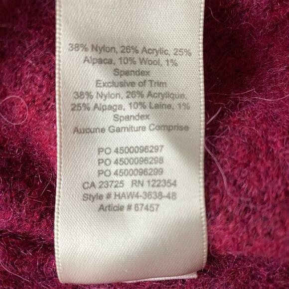 Wilfred Lorin Sweater Funnel Neck Long Dolman Sleeves Sz S Magenta Aritzia - Picture 12 of 12